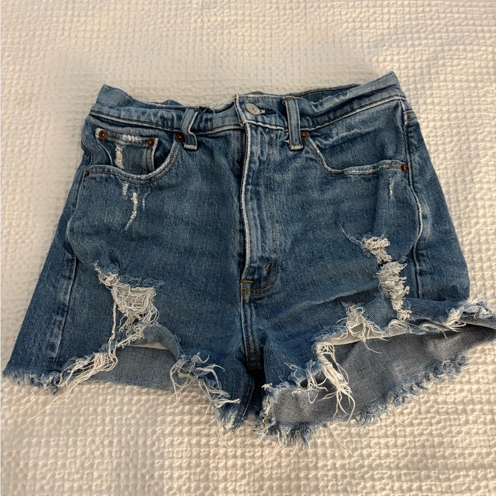 Abercrombie & Fitch Ripped Blue Jean Shorts